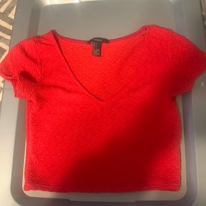 forever 21 red cropped t-shirt
